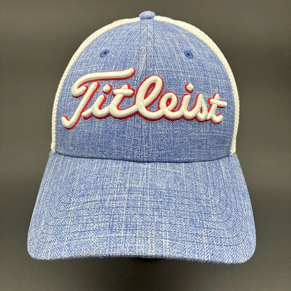 Titleist Performance Golf Hat Men's One Size Blue White Mesh USA Flag Adjustable